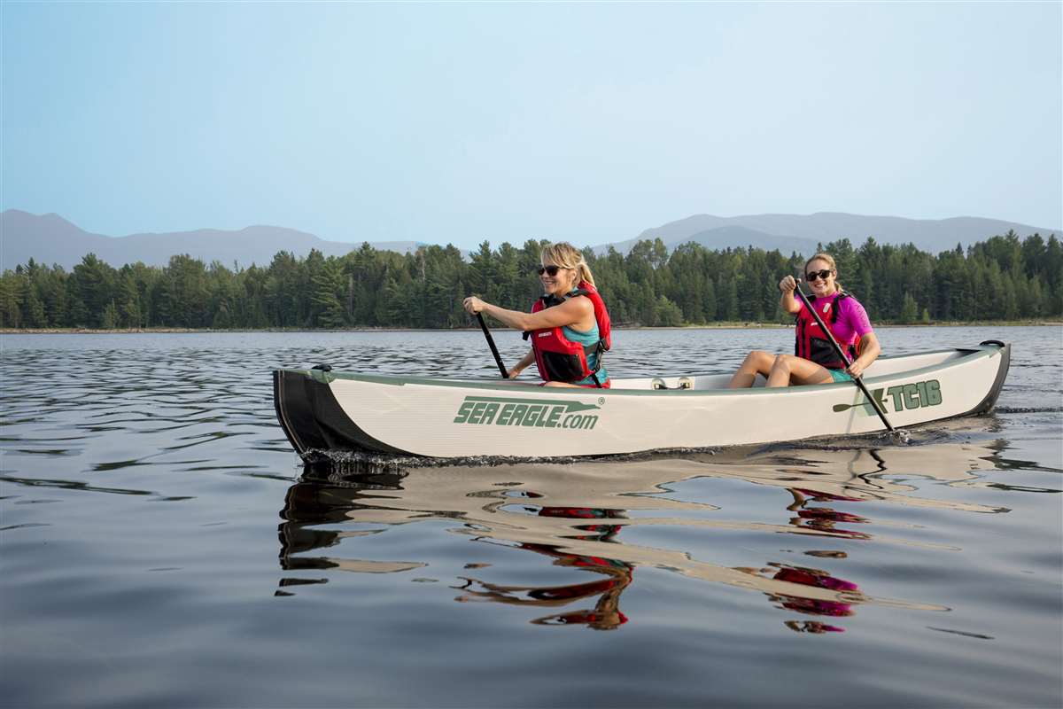 Sea Eagle TC16 Travel Canoe — Electric Pump Package with 3 Web Seats — Watercraft