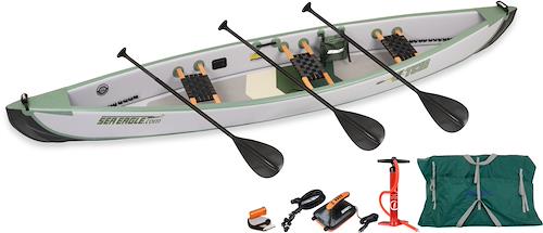 Sea Eagle TC16 Travel Canoe — Electric Pump Package with 3 Web Seats — Watercraft